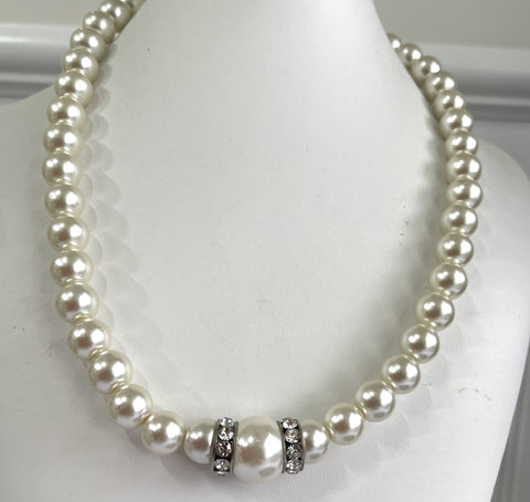 Pearl Rhinestone Vintage Choker Necklace-Vintageonline-Vintage Online