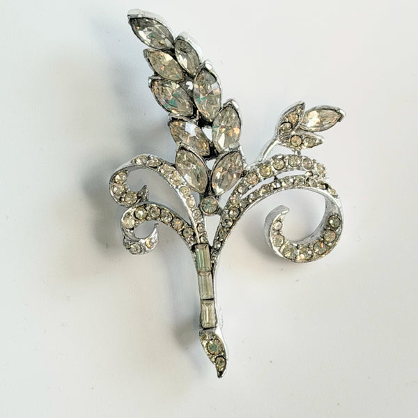 Pell Mid Century Clear Rhinestone Vintage Brooch-Pell USA-Vintage Online