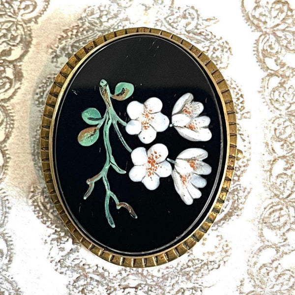 Pietra Dura Antique Brooch-Vintageonline-Vintage Online