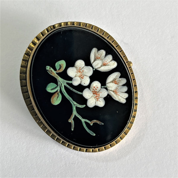 Pietra Dura Antique Brooch-Vintageonline-Vintage Online