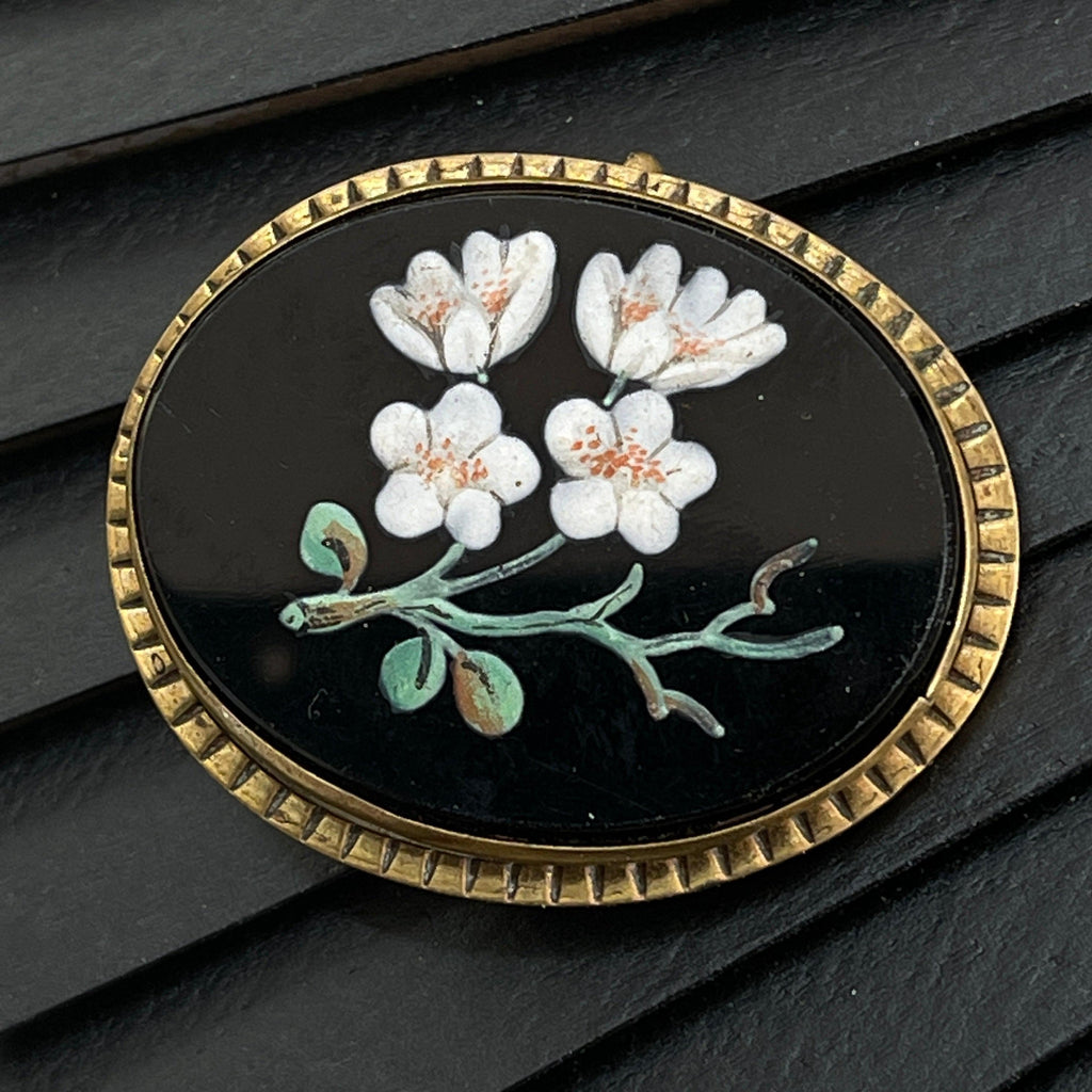 Pietra Dura Antique Brooch
