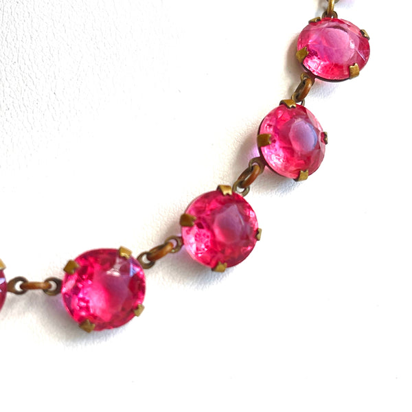 Pink Art Deco Riviere Glass 1920's Necklace-Vintageonline-Vintage Online