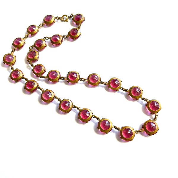 Pink Art Deco Riviere Glass 1920's Necklace-Vintageonline-Vintage Online