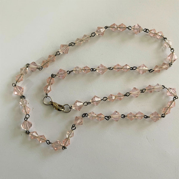 Pink Crystal Vintage Bead Necklace-Vintageonline-Vintage Online