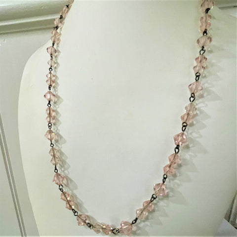 Pink Crystal Vintage Bead Necklace-Vintageonline-Vintage Online