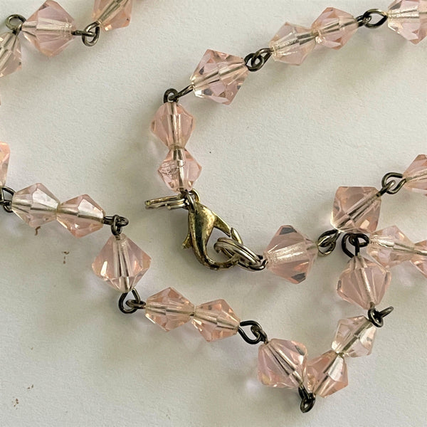 Pink Crystal Vintage Bead Necklace-Vintageonline-Vintage Online