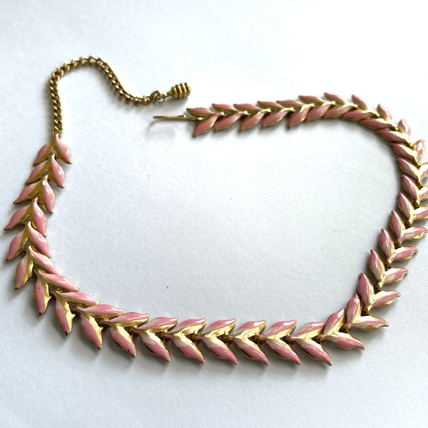 Pink Enamelled Vintage Snake Choker Necklace-Vintageonline-Vintage Online