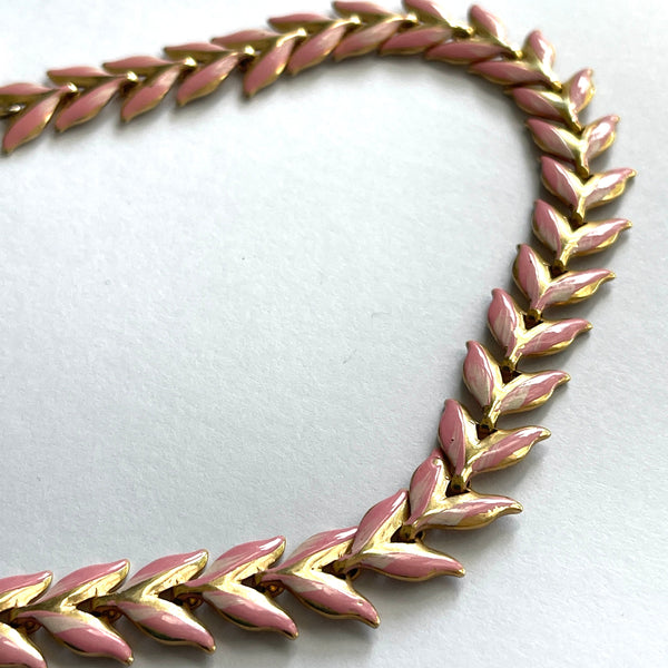 Pink Enamelled Vintage Snake Choker Necklace-Vintageonline-Vintage Online