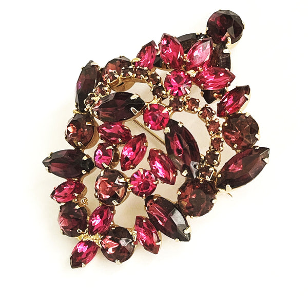 Pink Purple Rhinestone Brooch-Vintageonline-Vintage Online