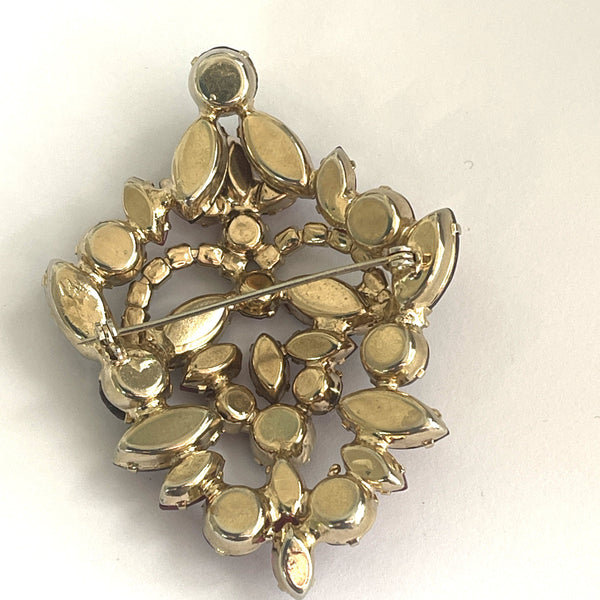 Pink Purple Rhinestone Brooch-Vintageonline-Vintage Online