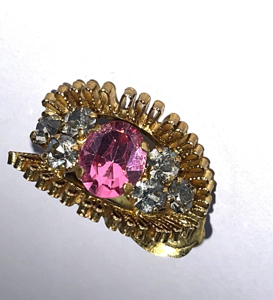 Pink Rhinestone 60's Earrings-Vintageonline-Vintage Online
