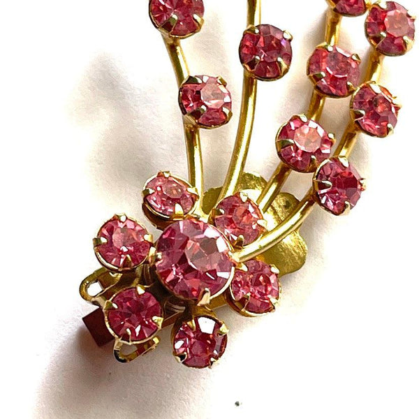 Pink Rhinestone Spray Earrings-Vintageonline-Vintage Online