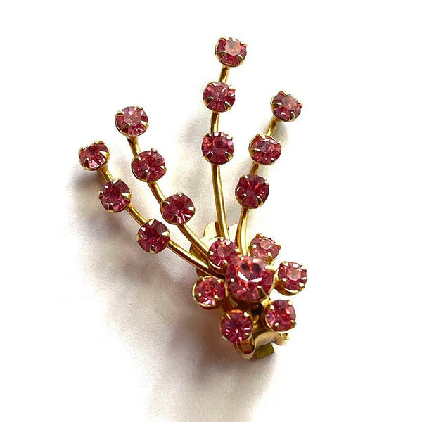 Pink Rhinestone Spray Earrings-Vintageonline-Vintage Online