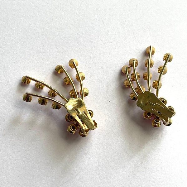 Pink Rhinestone Spray Earrings-Vintageonline-Vintage Online