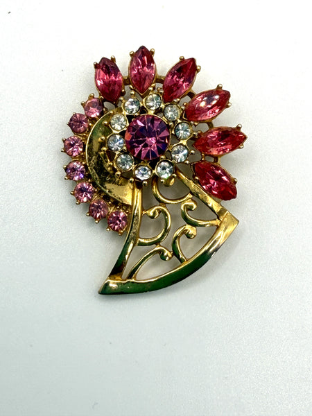Pink Rhinestone Vintage Brooch-Vintageonline-Vintage Online