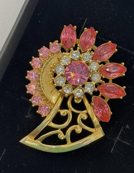Pink Rhinestone Vintage Brooch-Vintageonline-Vintage Online