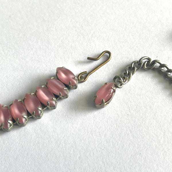 Pink Tear Drop Bead Mid Century Necklace-Vintageonline-Vintage Online