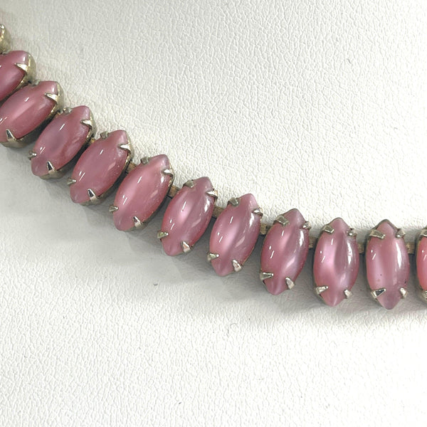 Pink Tear Drop Bead Mid Century Necklace-Vintageonline-Vintage Online