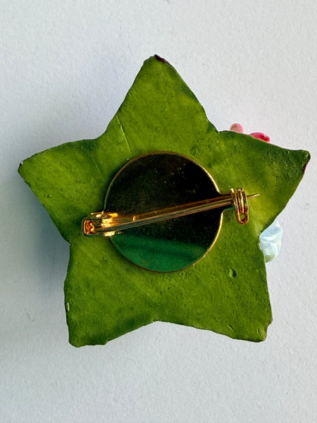 Porcelain Floral Vintage Brooch-Vintageonline-Vintage Online