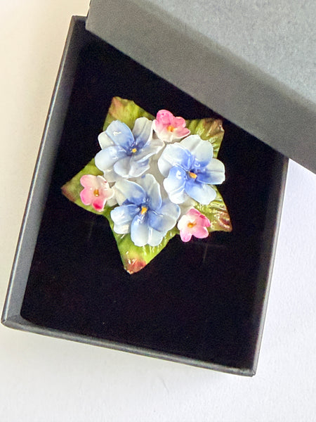 Porcelain Floral Vintage Brooch-Vintageonline-Vintage Online
