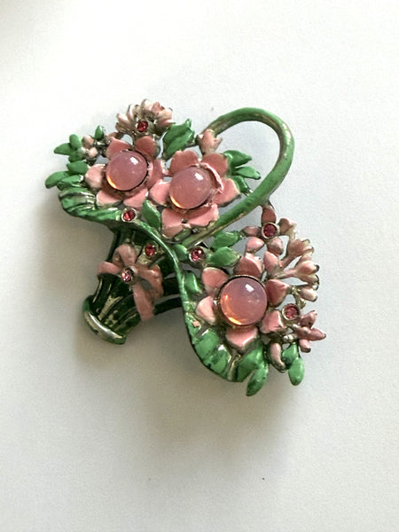 Pot Metal 1940's Basket Brooch-Vintageonline-Vintage Online