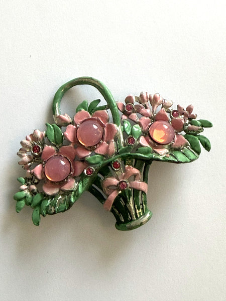 Pot Metal 1940's Basket Brooch-Vintageonline-Vintage Online