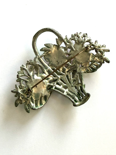 Pot Metal 1940's Basket Brooch-Vintageonline-Vintage Online