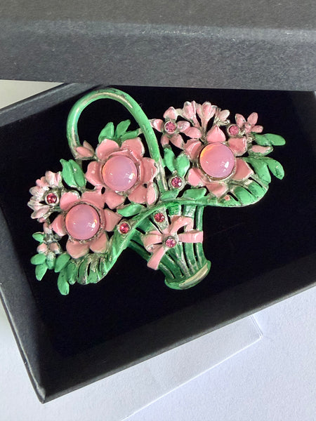 Pot Metal 1940's Basket Brooch-Vintageonline-Vintage Online