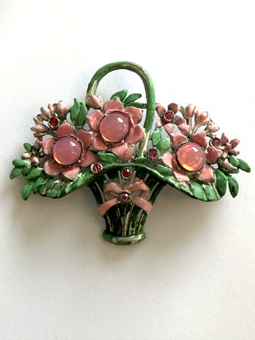 Pot Metal 1940's Basket Brooch-Vintageonline-Vintage Online
