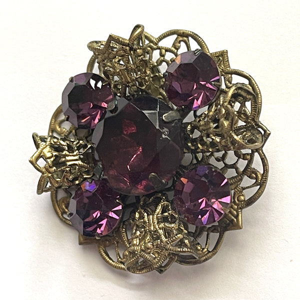 Purple Glass Czech Vintage Brooch 1930's-Vintageonline-Vintage Online
