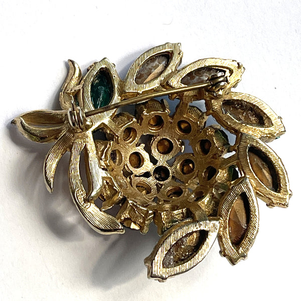 Purple & Green Rhinestone Vintage Brooch-Vintageonline-Vintage Online