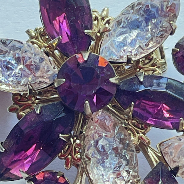 Purple & Lilac Vintage Rhinestone Brooch-Vintageonline-Vintage Online