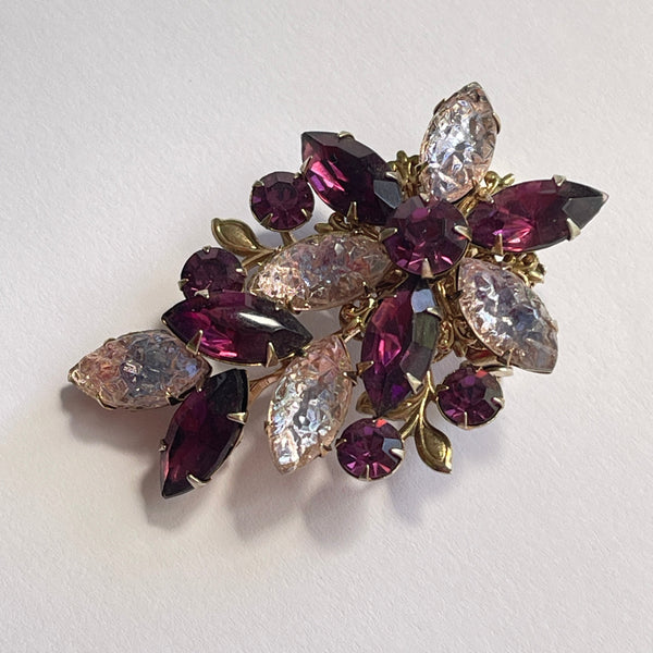 Purple & Lilac Vintage Rhinestone Brooch-Vintageonline-Vintage Online