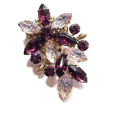 Purple & Lilac Vintage Rhinestone Brooch-Vintageonline-Vintage Online