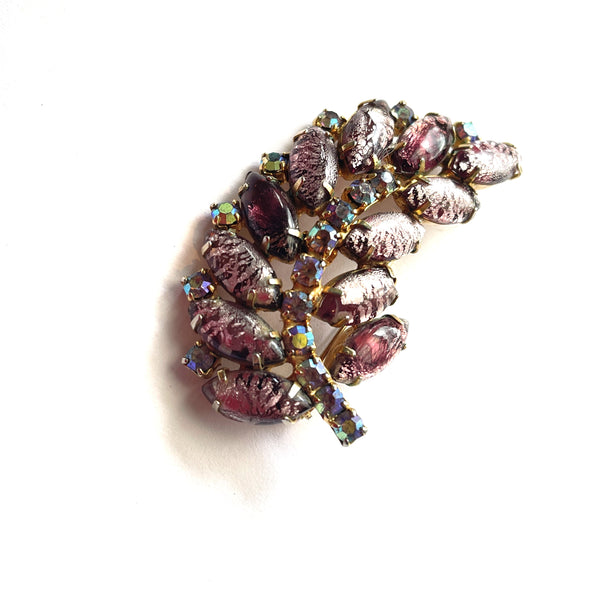Purple Rhinestone 60's Vintage Brooch-Vintageonline-Vintage Online