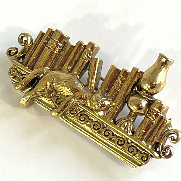 Pussy Cat On A Shelf Brooch-Vintageonline-Vintage Online