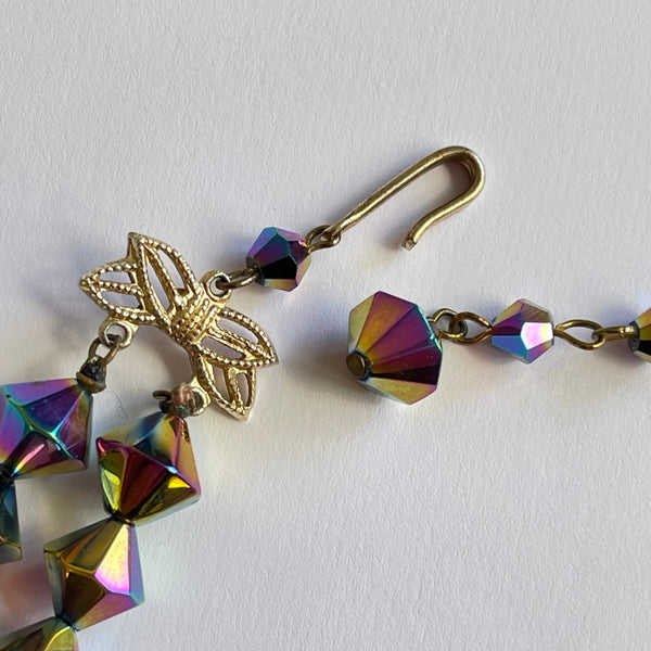 Rainbow AB Crystal Retro Vintage Double Strand Necklace-Vintageonline-Vintage Online