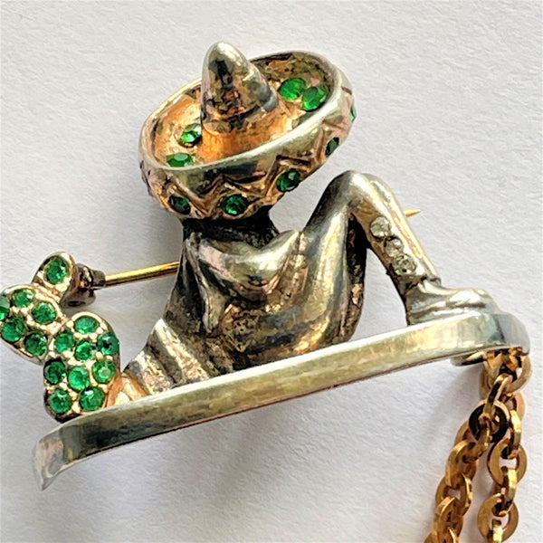 Rare Mexican And Palm Tree Double Brooch Pins 1950's-Vintageonline-Vintage Online