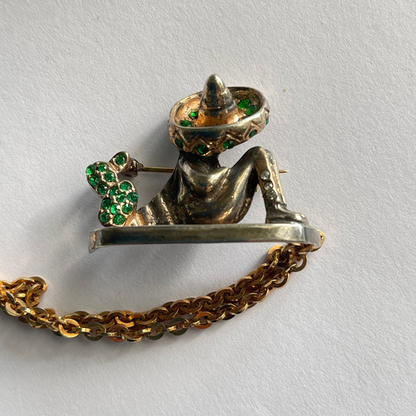 Rare Mexican And Palm Tree Double Brooch Pins 1950's-Vintageonline-Vintage Online