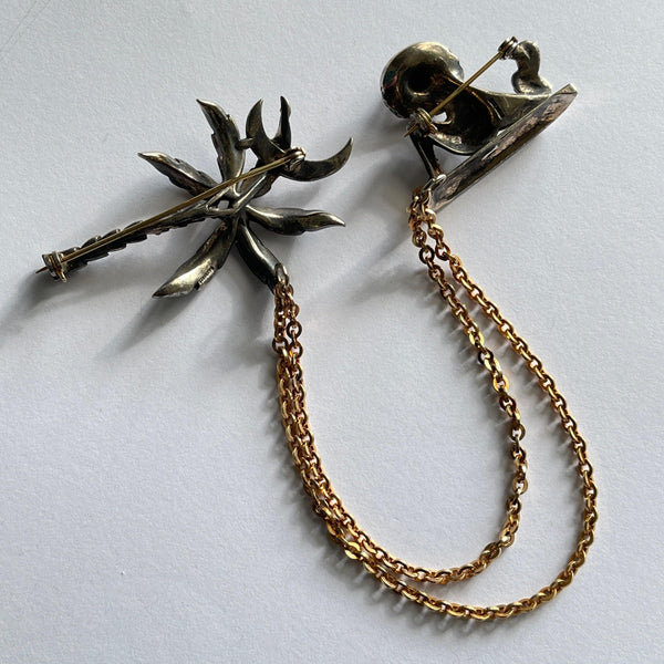 Rare Mexican And Palm Tree Double Brooch Pins 1950's-Vintageonline-Vintage Online