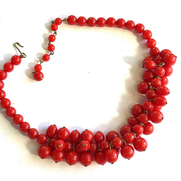 Red Bead Vintage Necklace-Vintageonline-Vintage Online