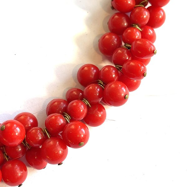 Red Bead Vintage Necklace-Vintageonline-Vintage Online