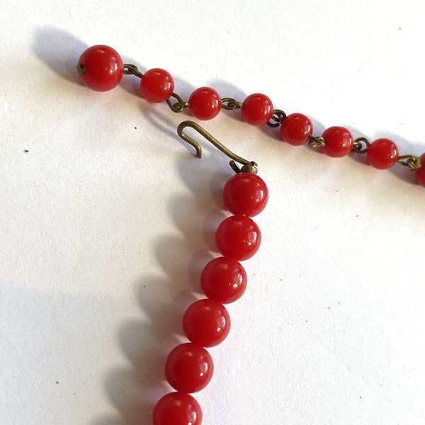 Red Bead Vintage Necklace-Vintageonline-Vintage Online