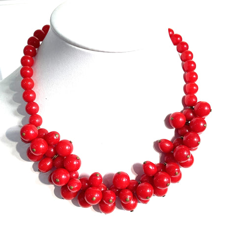 Red Bead Vintage Necklace-Vintageonline-Vintage Online