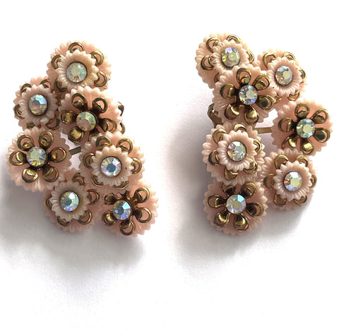 Retro 60's Fabulous Rhinestone Earrings-Vintageonline-Vintage Online