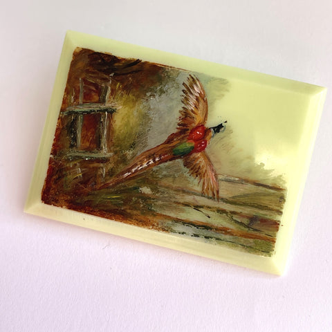 Retro Hand Painted Flying Pheasant Brooch 1950's-Vintageonline-Vintage Online