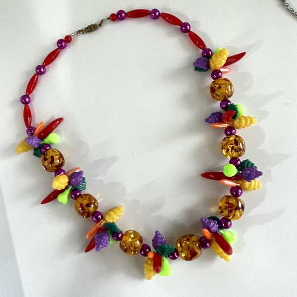 Retro Look Chilli & Fruit Necklace-Vintageonline-Vintage Online
