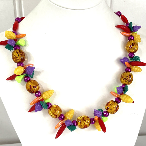 Retro Look Chilli & Fruit Necklace-Vintageonline-Vintage Online