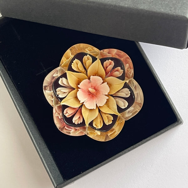 Reverse Carved Floral Lucite Vintage Brooch-Vintageonline-Vintage Online