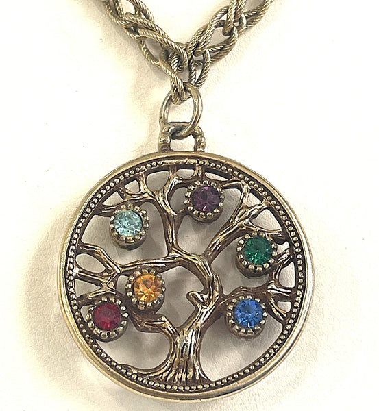 Reversible Gem stone and Pearl Tree of Life Pendant-Vintageonline-Vintage Online
